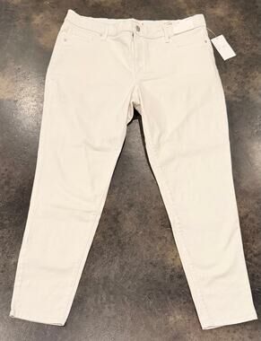 New Jessica Simpson Kiss Me Mid Rise Skinny White Jeans Size 14/32 Women's W35"